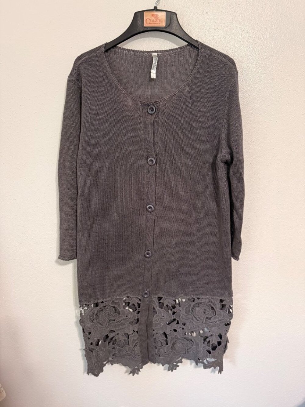 Monoreno Cardigan Linen Blend Sweater Gray Womans M/L